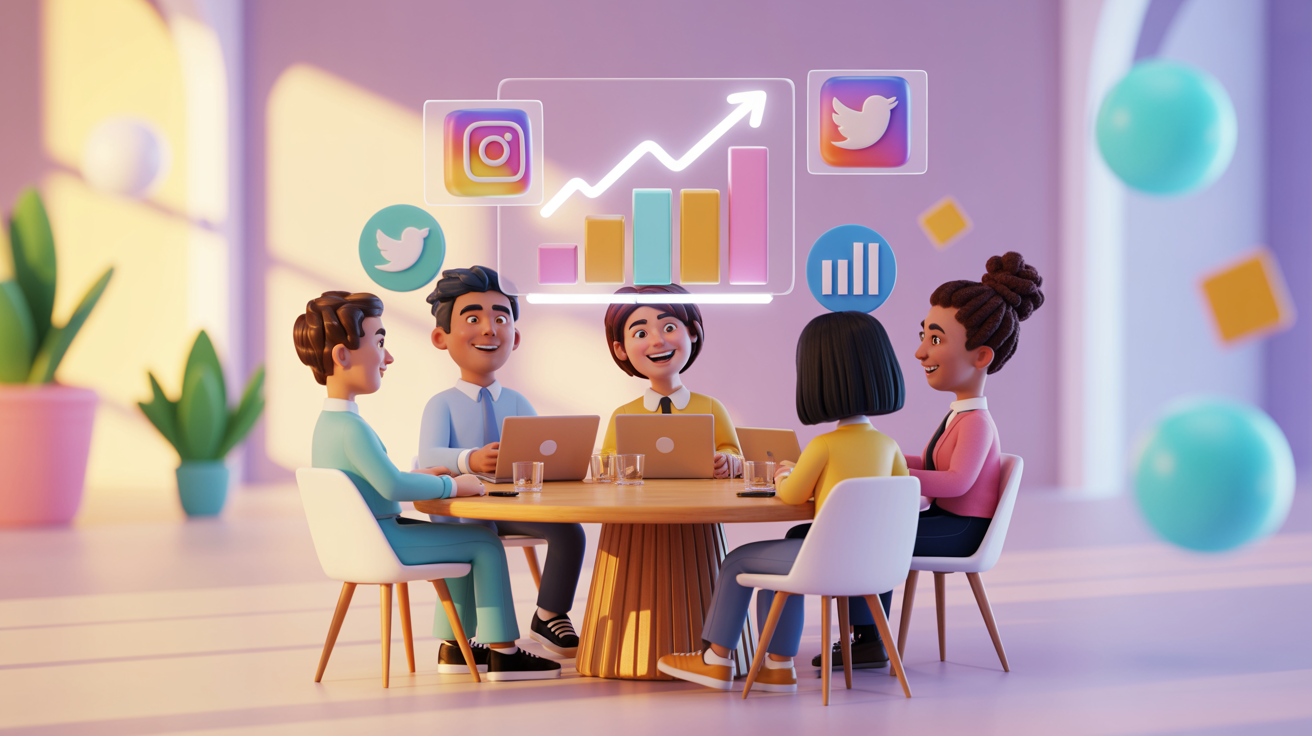 Team planning marketing content with AI insights