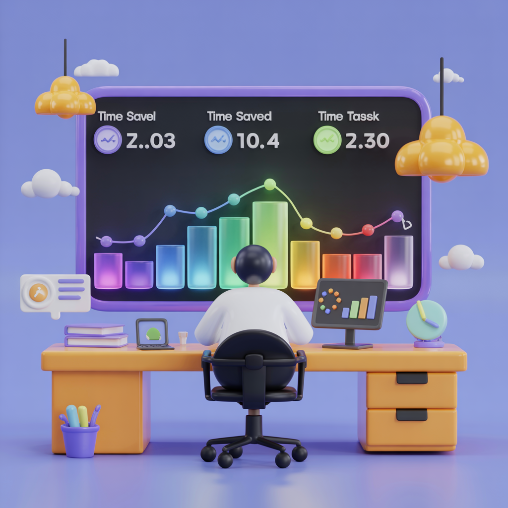 Dashboard visual showing time saved with AI prompts